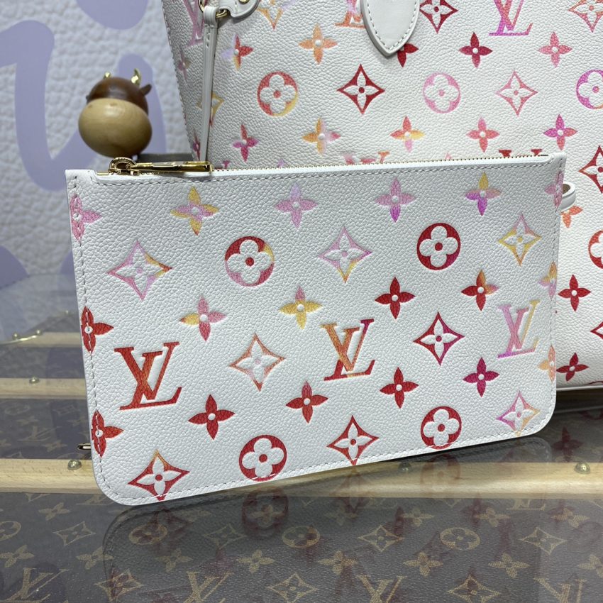 Top Quality LV Neverfull MM White Orange