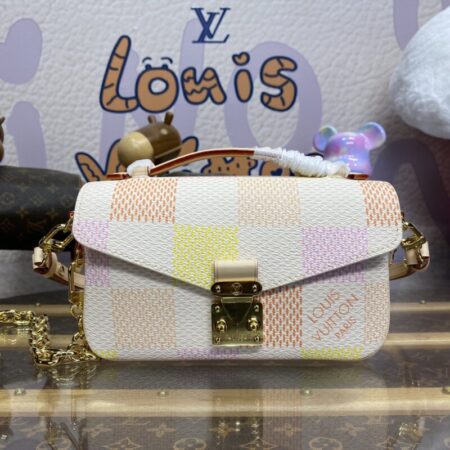 Top Quality LV Pochette Metis East West Pink Grid