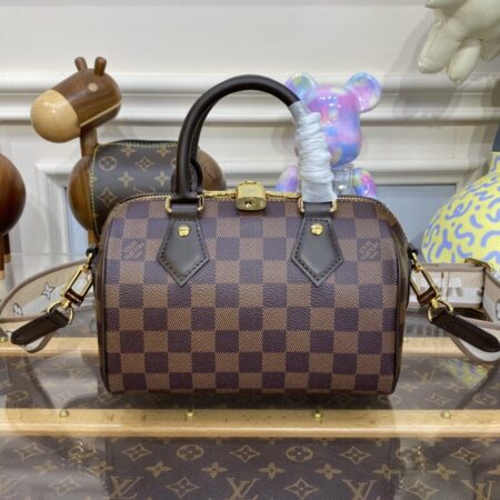Top Quality LV Speedy Bandouliere 20 Brown Grid