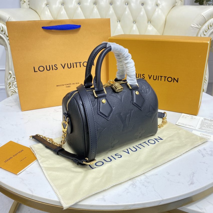 Top Quality LV Speedy Bandouliere 20 Full Black - View 4