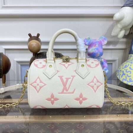 Top Quality LV Speedy Bandouliere 20 White Pink
