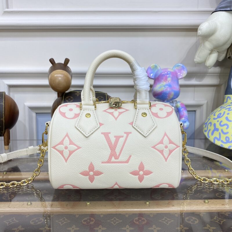 Top Quality LV Speedy Bandouliere 20 White Pink