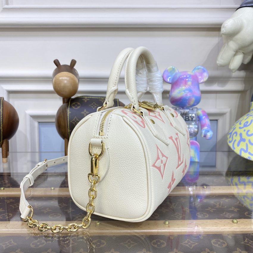 Top Quality LV Speedy Bandouliere 20 White Pink