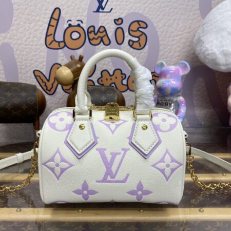 Top Quality LV Speedy Bandouliere 20 White Purple