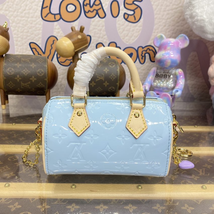 Top Quality LV Speedy Nano Blue Patent - View 6