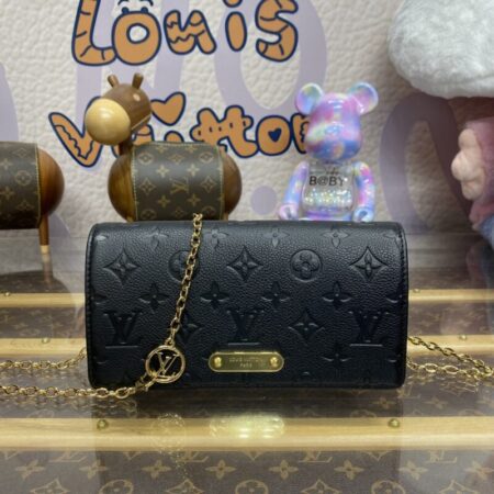 Top Quality LV Wallet On Chain Lily Black