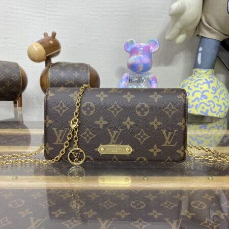 Top Quality LV Wallet On Chain Lily Brown