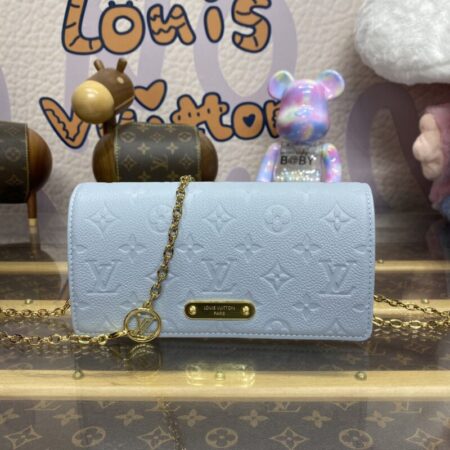 Top Quality LV Wallet On Chain Lily Sky Blue