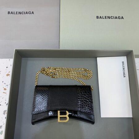 Top Quality Balenciaga Hourglass On Chain Black