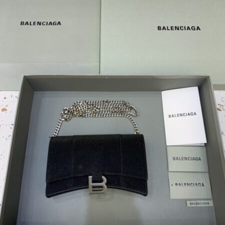 Top Quality Balenciaga Hourglass On Chain Shine Black