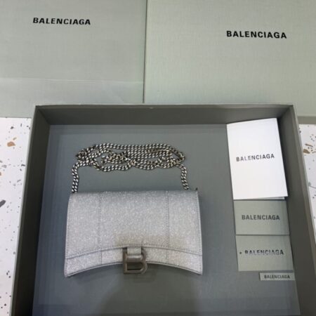 Top Quality Balenciaga Hourglass On Chain Shine Silver