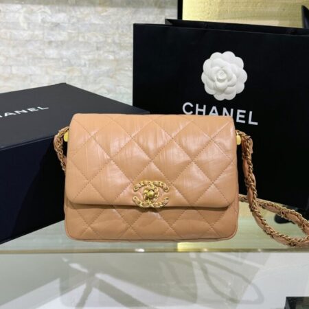 Top Quality Chanel 19 Mini Flap Caramel Bag