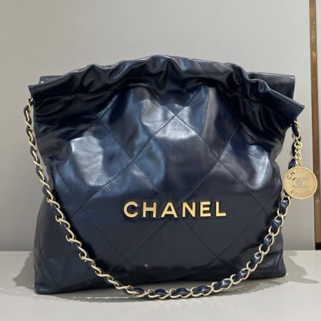 Top Quality Chanel 22 Small Handbag Dark Blue