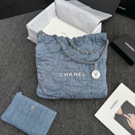 Top Quality Chanel 22 Small Handbag Denim