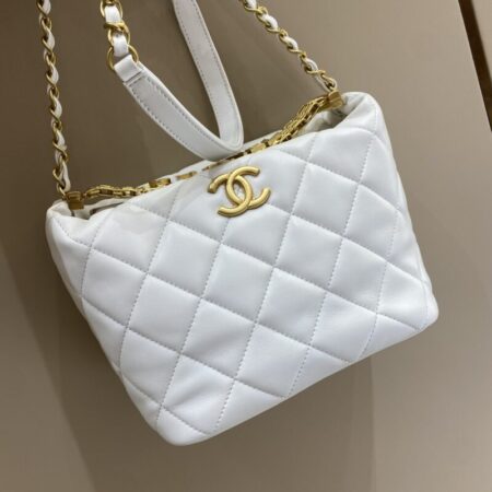 Top Quality Chanel 22s Rhinestone Hobo White