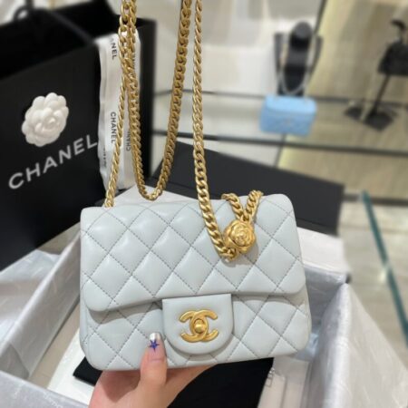 Top Quality Chanel 23S Camellia Square Light Blue