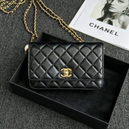 Top Quality Chanel 24s Double Pearl Woc Black