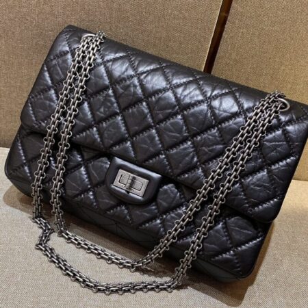 Top Quality Chanel 2.55 Bag Black Silver