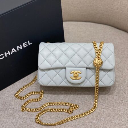 Top Quality Chanel Camellia Flap Light Blue