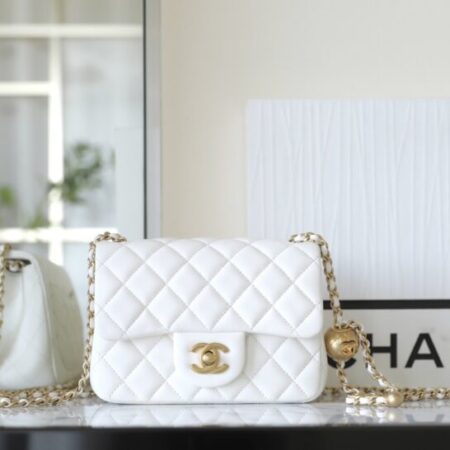 Top Quality Chanel CF 20 cm Golden Ball White