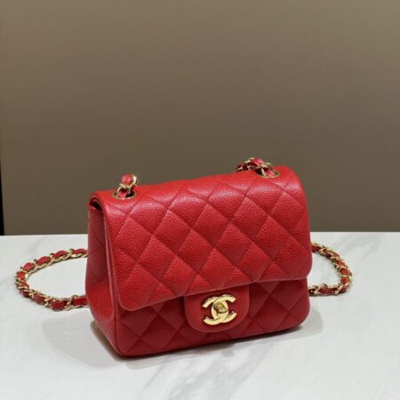 Top Quality Chanel Classic Flap 17cm Bright Red