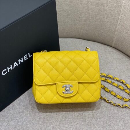Top Quality Chanel Classic Flap 17cm Bright Yellow