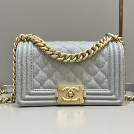 Top Quality Chanel Le Boy Grey Gold