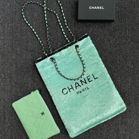 Top Quality Chanel Sequin Shoulder Bag Green