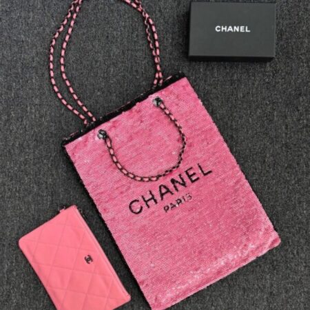 Top Quality Chanel Sequin Shoulder Bag Pink