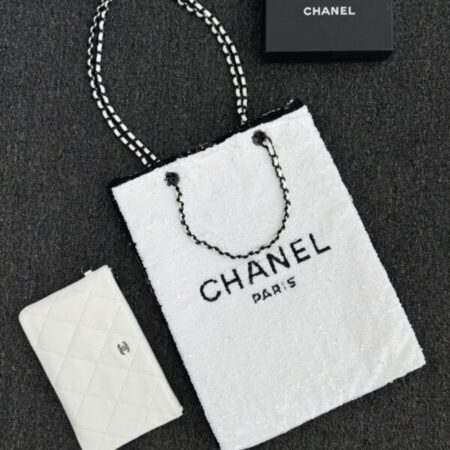 Top Quality Chanel Sequin Shoulder Bag White