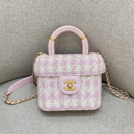 Top Quality Chanel Tweed Handle Crush Small Purple