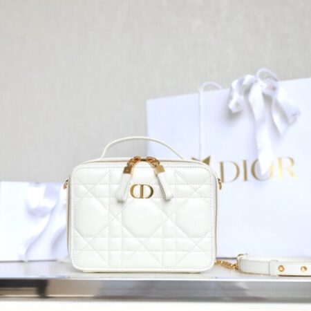 Top Quality Dior Caro Box Bag White