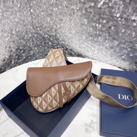 Top Quality Dior Saddle Bag Brown Triangle