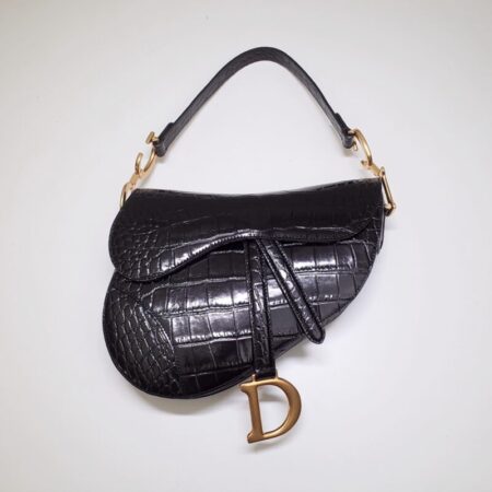 Top Quality Dior Saddle Bag Crocodile Black