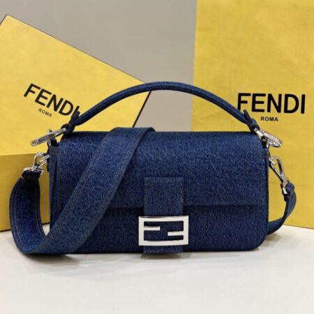 Top Quality Fendi Baguette Full Blue Denim