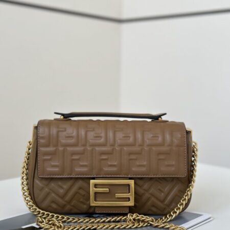 Top Quality Fendi Baguette Sliding Chain Brown