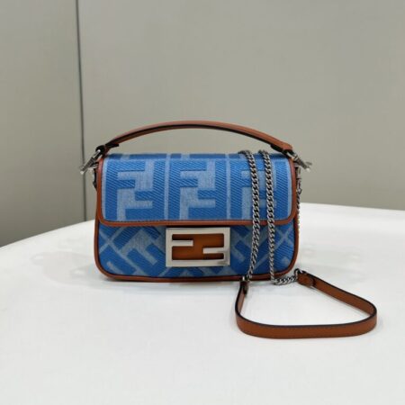 Top Quality Fendi Baguette Small Denim Blue
