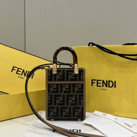 Top Quality Fendi Mini Tote Brown Canvas