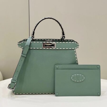 Top Quality Fendi Peekaboo Green Python Handle