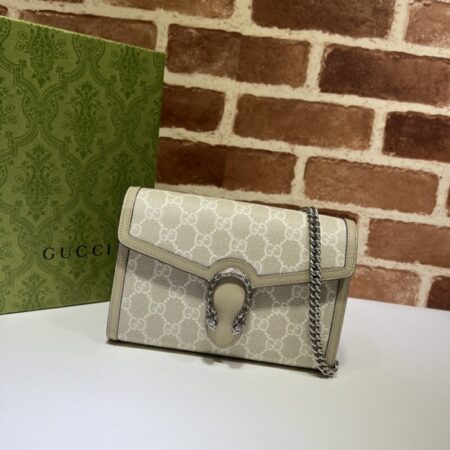 Top Quality Gucci Dionysus GG Chain Wallet Denim Beige