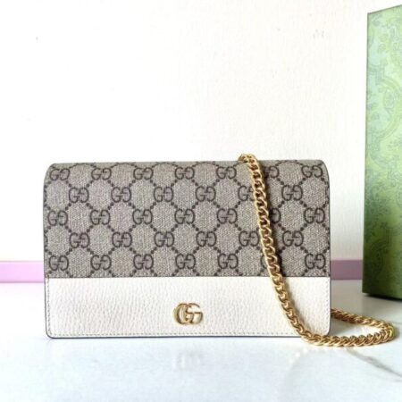 Top Quality Gucci GG Marmont Chain Bag White