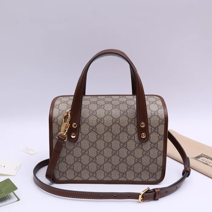 GUCCI HORSEBIT 1955 MINI CANVAS TOTE IN NEUTRALS - View 5