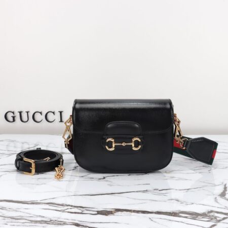 Top Quality Gucci Horsebit 1955 Double G Mini Black