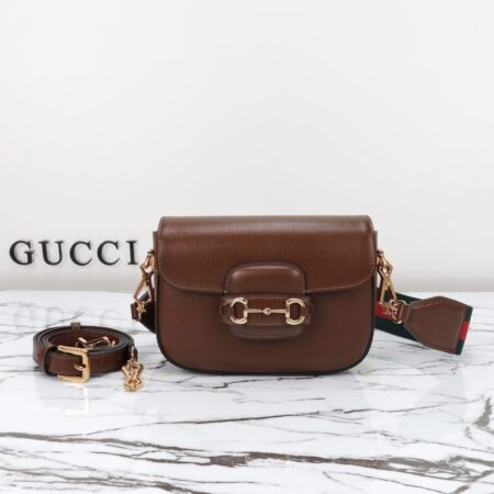 Top Quality Gucci Horsebit 1955 Double G Mini Brown