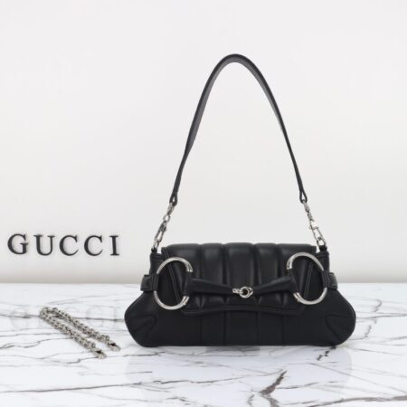 Top Quality Gucci Horsebit Chain Shoulder Bag Black
