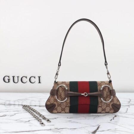 Top Quality Gucci Horsebit Chain Shoulder Bag Brown