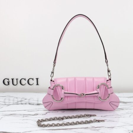 Top Quality Gucci Horsebit Chain Shoulder Bag Pink