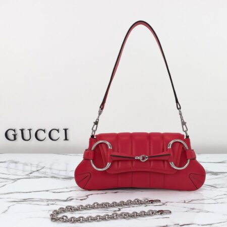 Top Quality Gucci Horsebit Chain Shoulder Bag Red