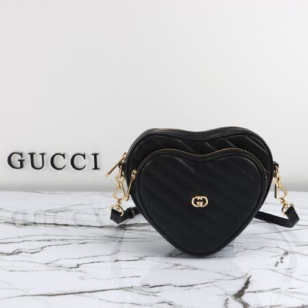 Top Quality Gucci Interlocking G Mini Heart Black