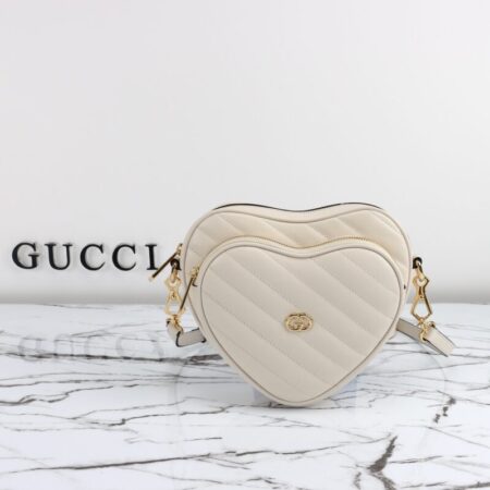 Top Quality Gucci Interlocking G Mini Heart White